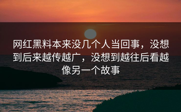网红黑料本来没几个人当回事，没想到后来越传越广，没想到越往后看越像另一个故事