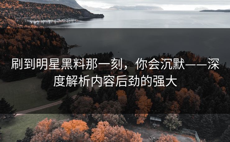 刷到明星黑料那一刻,你会沉默——深度解析内容后劲的强大