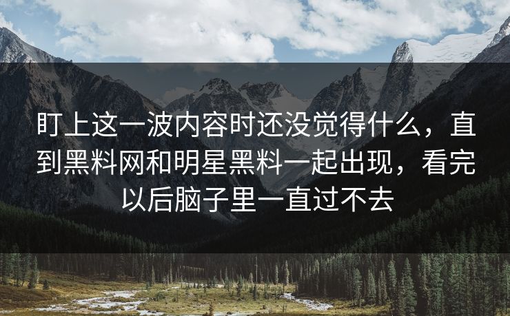 盯上这一波内容时还没觉得什么,直到黑料网和明星黑料一起出现,看完以后脑子里一直过不去