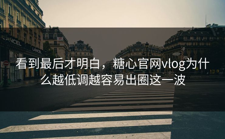 看到最后才明白,糖心官网vlog为什么越低调越容易出圈这一波