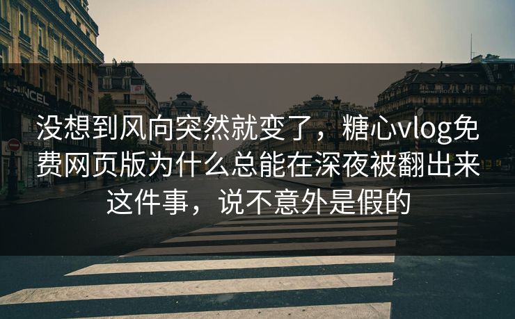 没想到风向突然就变了,糖心vlog免费网页版为什么总能在深夜被翻出来这件事,说不意外是假的