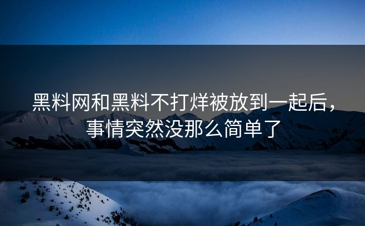 黑料网和黑料不打烊被放到一起后,事情突然没那么简单了